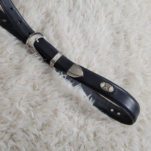 Golf Belt Genuine Leather Black Silver 34 - Picture 3 of 6